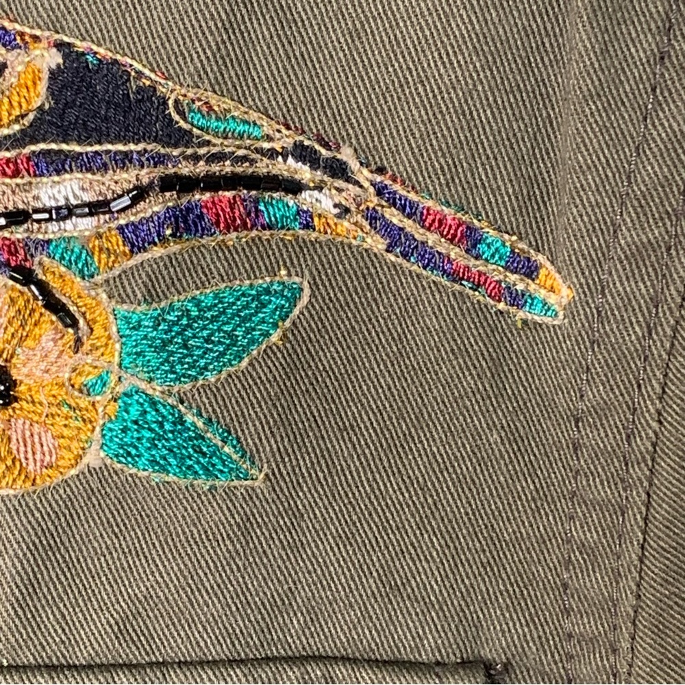 Zara Basic Denim Army Style Patch And Embroidered… - image 5